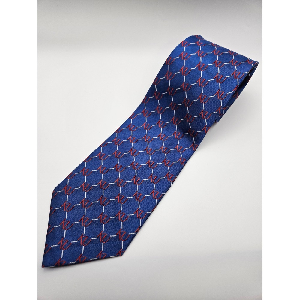 Eagles Wings Mens Kansas Jayhawks KU Silk Necktie Blue Red Lattice NCAA Fan Gear